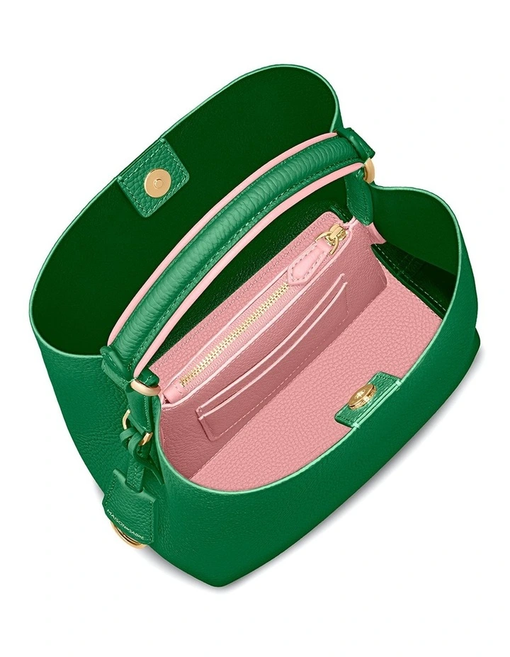 The Mini Leather Bucket Bag in Emerald Lily image 5