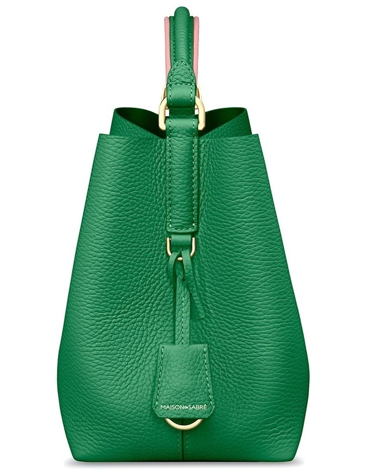 The Mini Leather Bucket Bag in Emerald Lily image 6