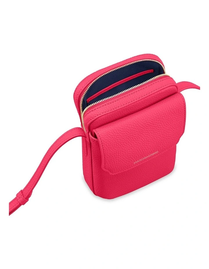 Zipped Leather Phone Pouch in Shibuya Fuchsia image 7
