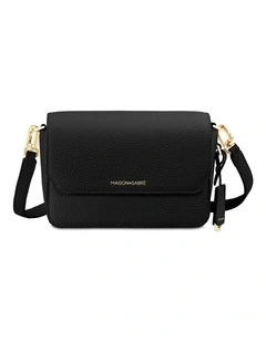 The Mini Flap Leather Crossbody Bag in Black Caviar