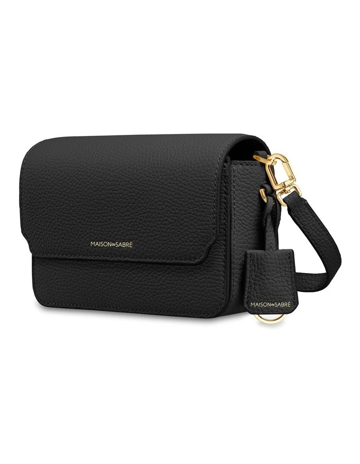 The Mini Flap Leather Crossbody Bag in Black Caviar image 4