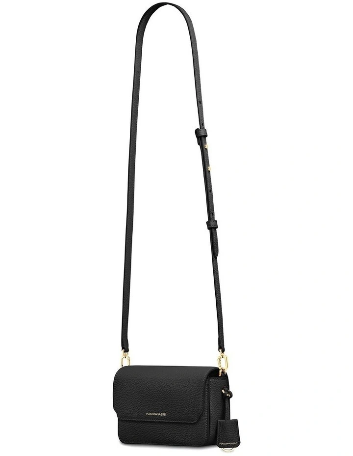 The Mini Flap Leather Crossbody Bag in Black Caviar image 5