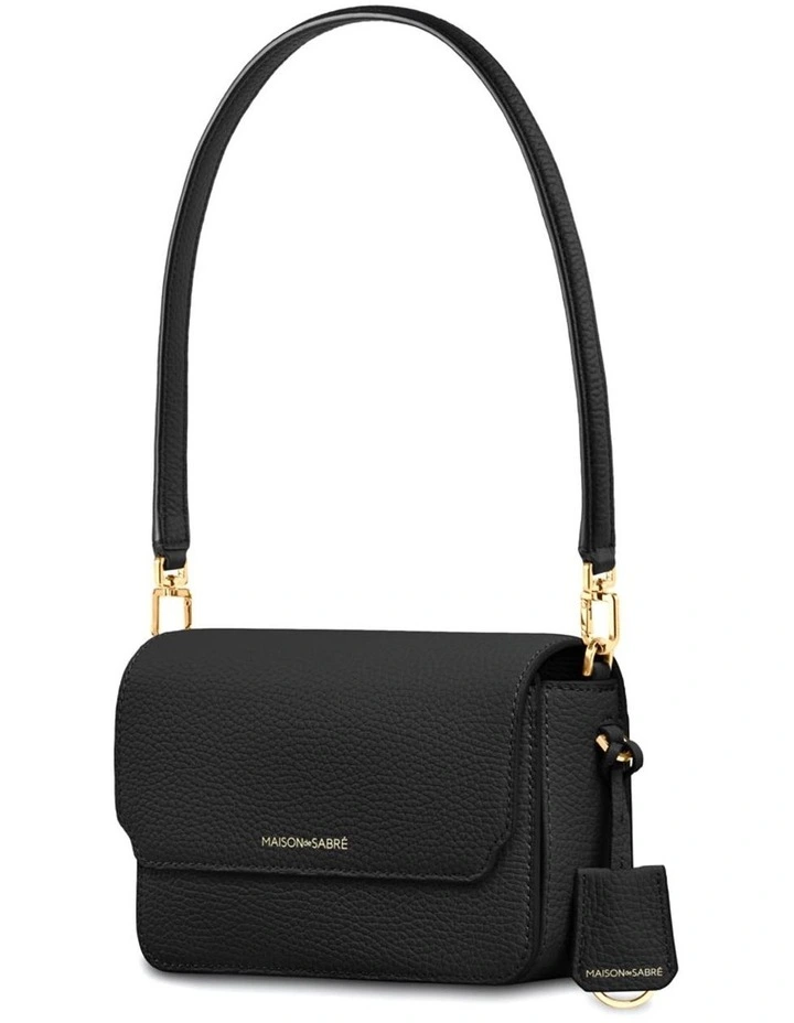 The Mini Flap Leather Crossbody Bag in Black Caviar image 6