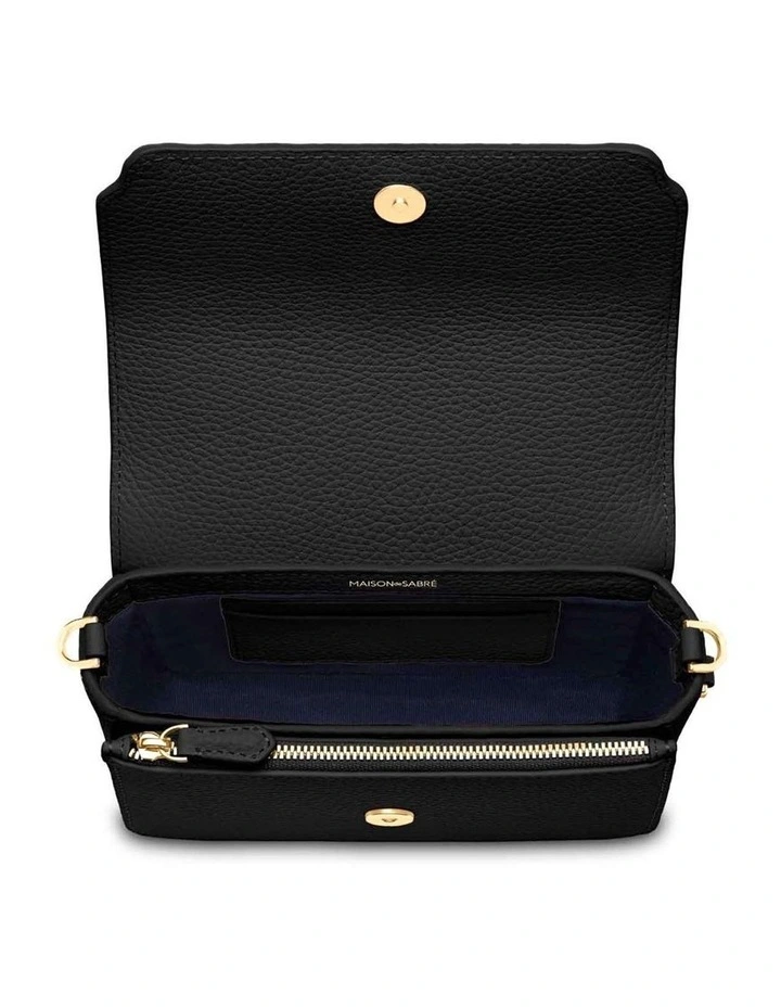 The Mini Flap Leather Crossbody Bag in Black Caviar image 7