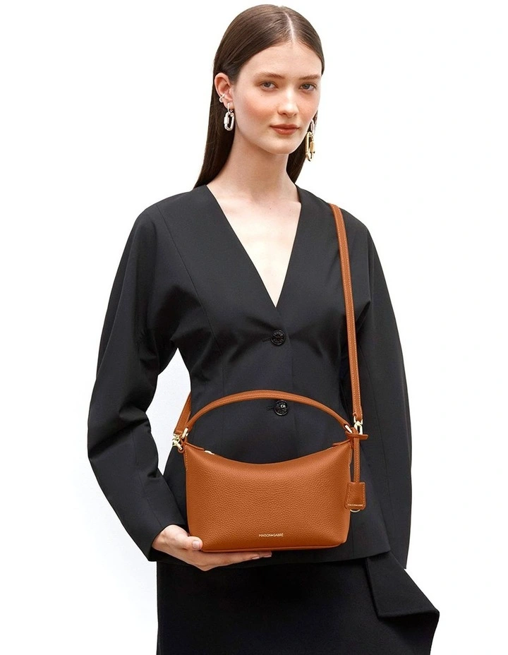 The Small Soft Leather Hobo Bag in Pecan Brown image 2