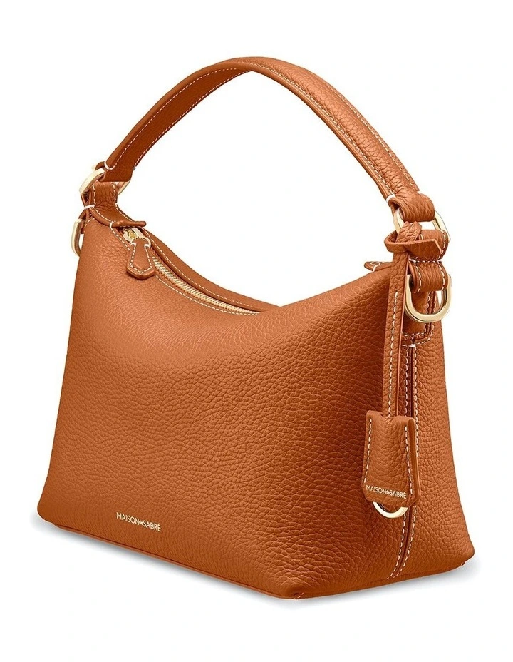 The Small Soft Leather Hobo Bag in Pecan Brown image 5