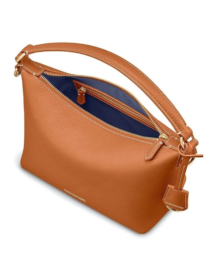 The Small Soft Leather Hobo Bag in Pecan Brown image 7