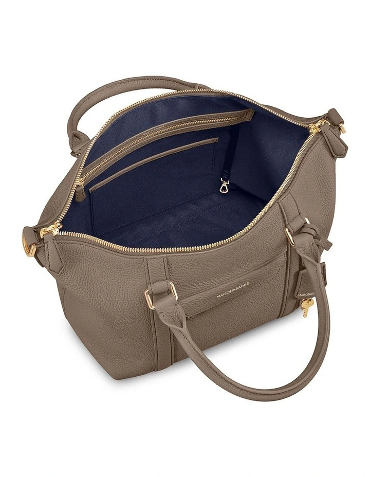 The Small Leather Weekender Bag in Cashmere Clay image 5