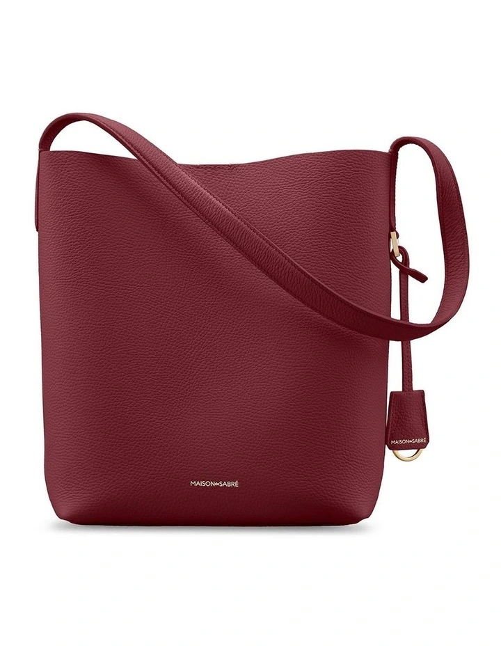 The Bucket Soft Leather Tote in Plum Nude image 7