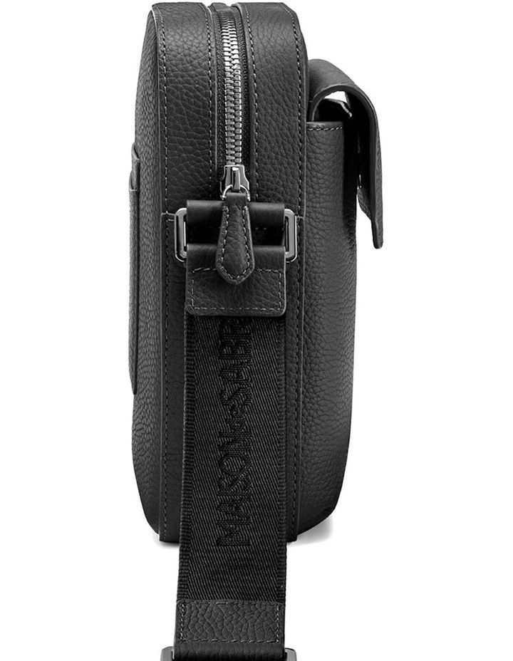The Small Leather Messenger Bag in Black Caviar image 5