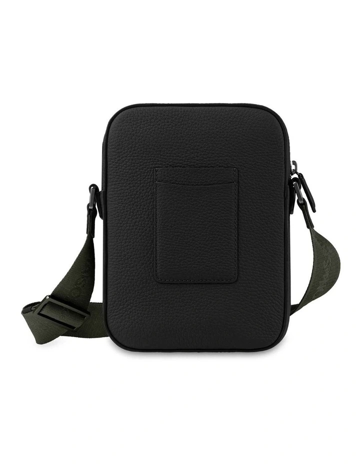 The Small Leather Messenger Bag in Black Caviar image 6