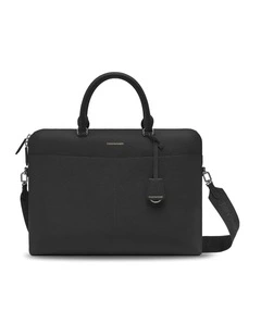 The Leather Laptop Bag in Black Caviar
