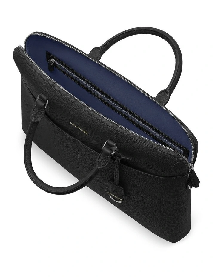 The Leather Laptop Bag in Black Caviar image 5