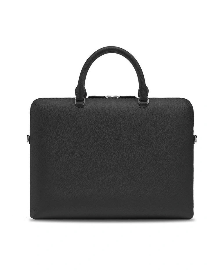 The Leather Laptop Bag in Black Caviar image 7