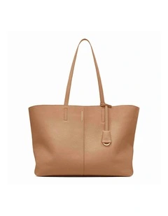 The Snap Leather Tote in Sandstone Lily