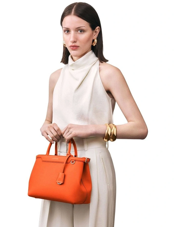 The Medium Palais Leather Top Handle Bag in Manhattan Orange image 2
