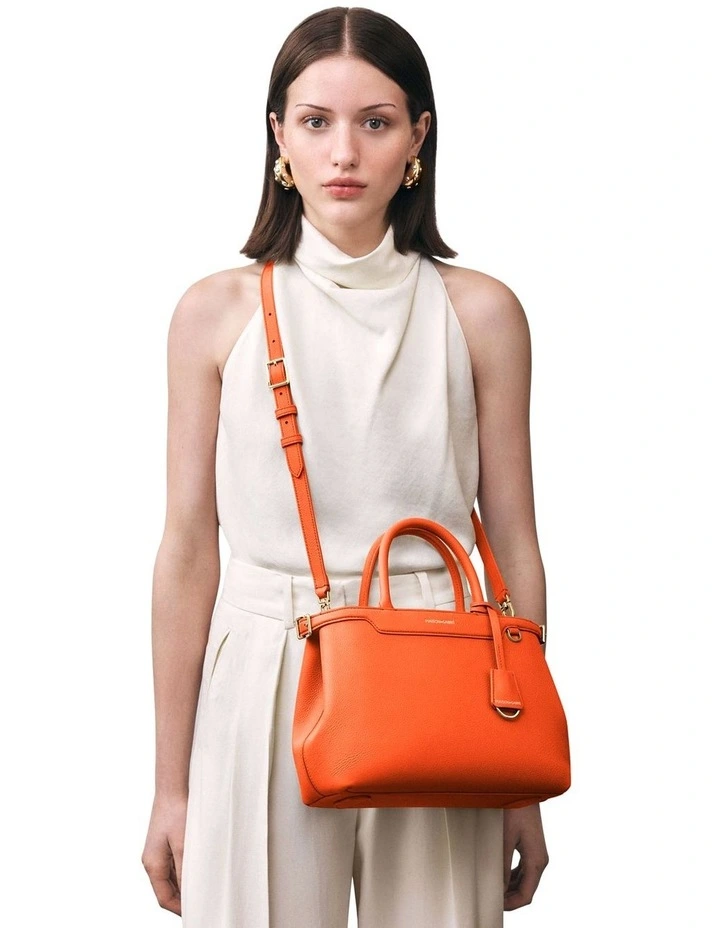 The Medium Palais Leather Top Handle Bag in Manhattan Orange image 3