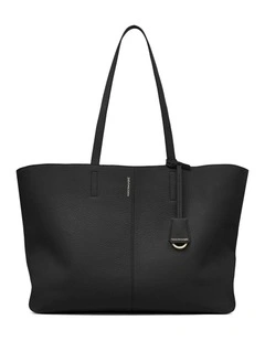 The Zipped Soft Leather Tote in Black Caviar