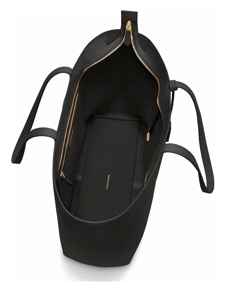 The Zipped Soft Leather Tote in Black Caviar image 3