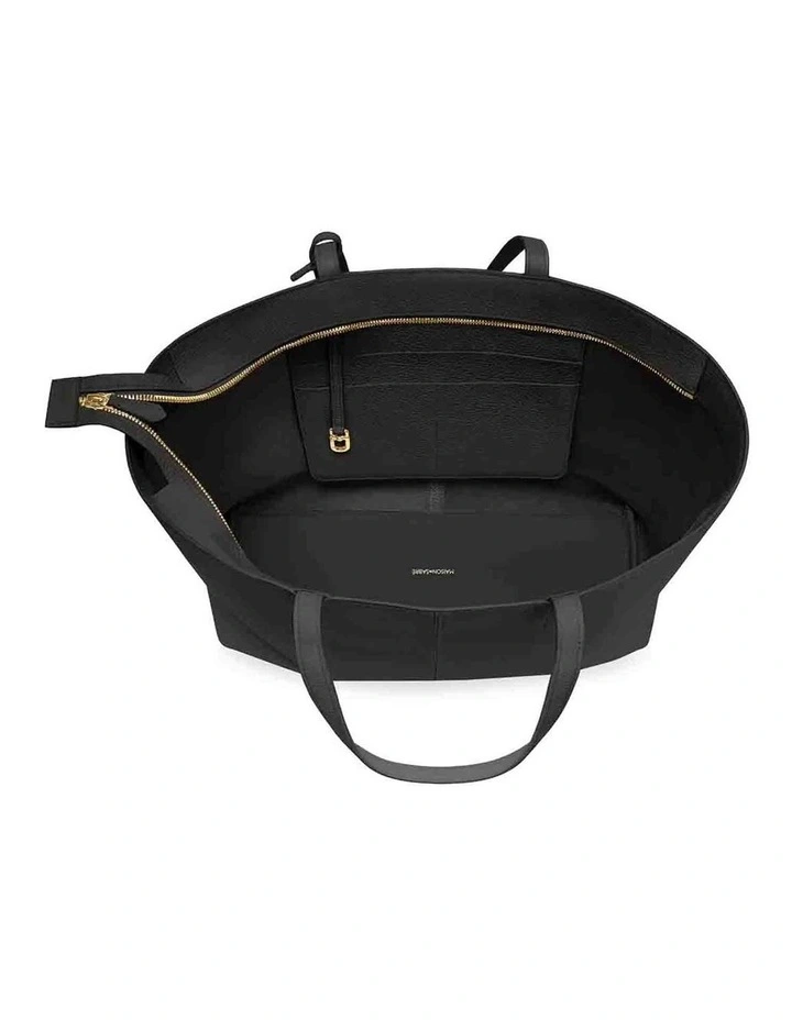 The Zipped Soft Leather Tote in Black Caviar image 5