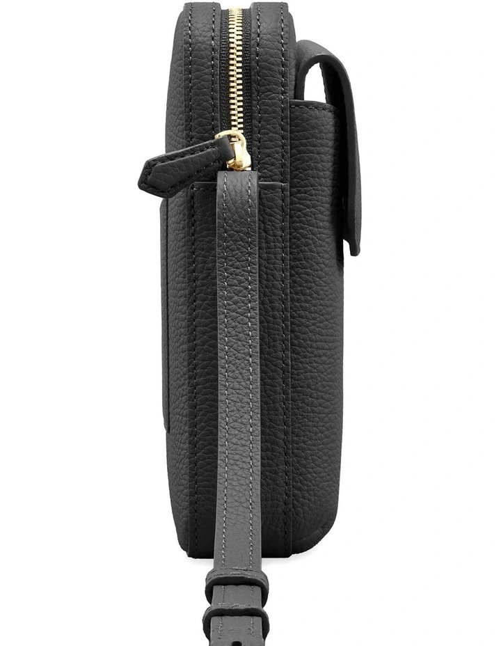 Zipped Leather Phone Pouch in Black Caviar image 5