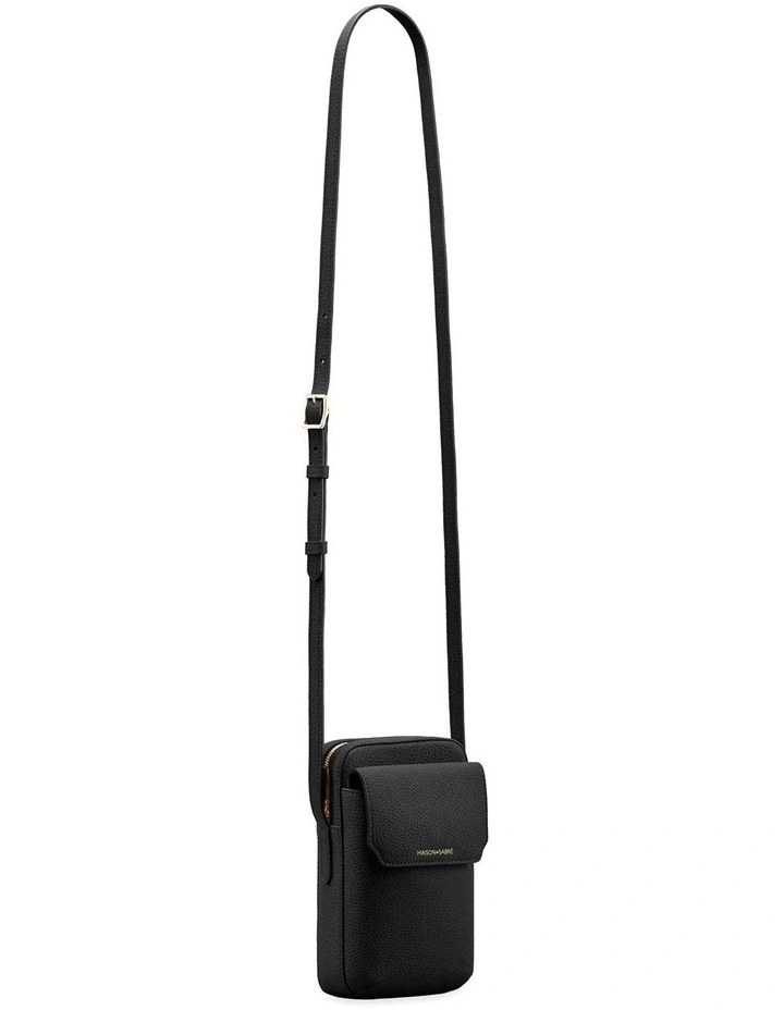 Zipped Leather Phone Pouch in Black Caviar image 6