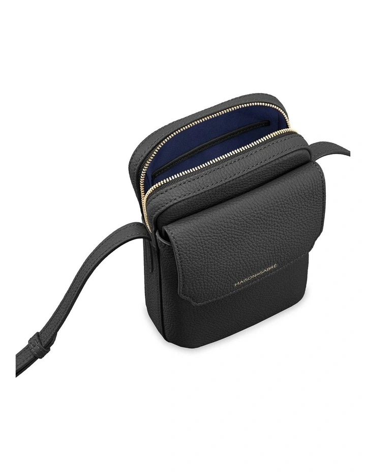 Zipped Leather Phone Pouch in Black Caviar image 7