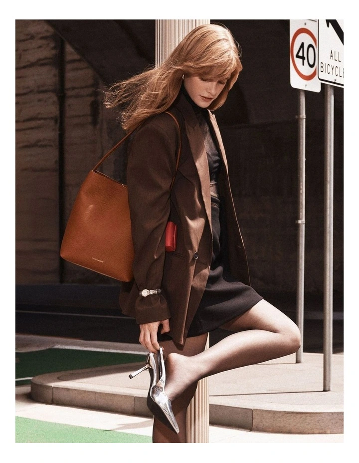 The Bucket Soft Leather Tote in Pecan Nude image 2