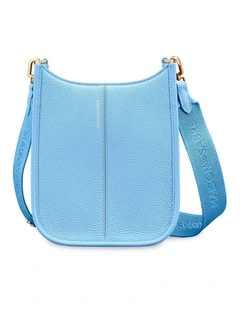 The Mini Leather Saddle Bag in Sky Blue