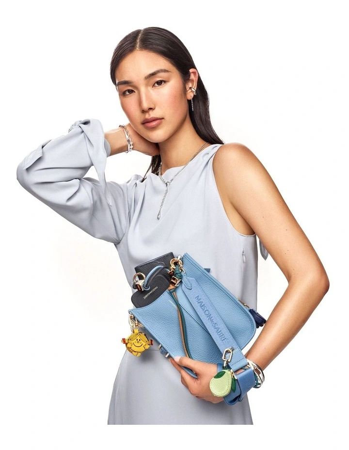 The Mini Leather Saddle Bag in Sky Blue image 2