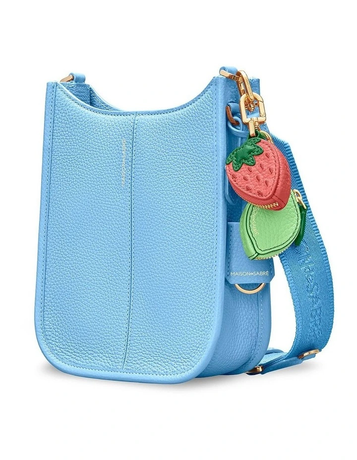 The Mini Leather Saddle Bag in Sky Blue image 3