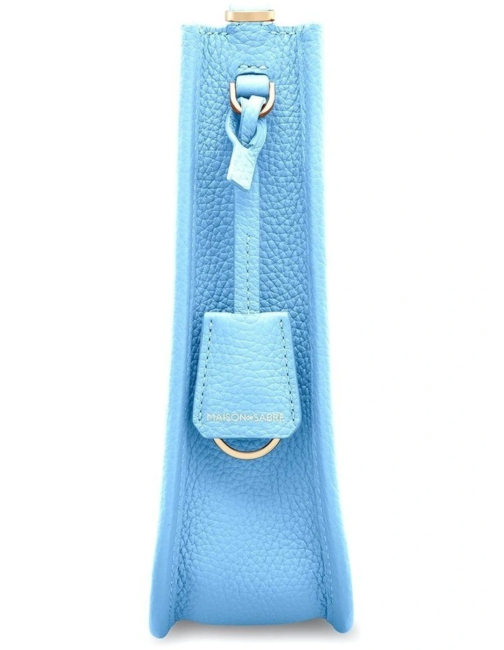 The Mini Leather Saddle Bag in Sky Blue image 4