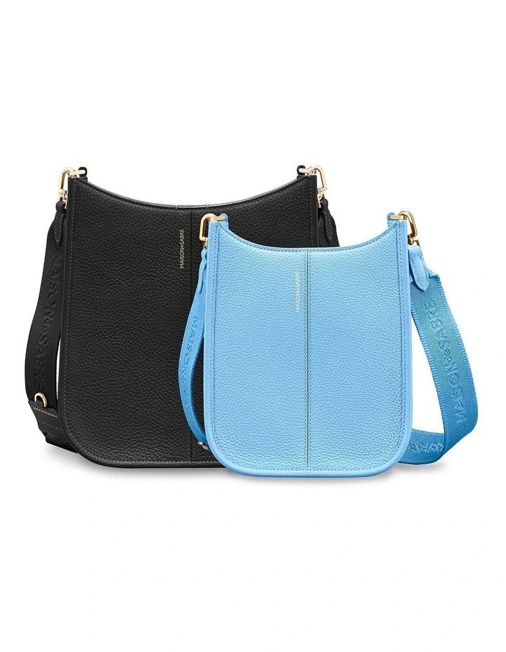 The Mini Leather Saddle Bag in Sky Blue image 5