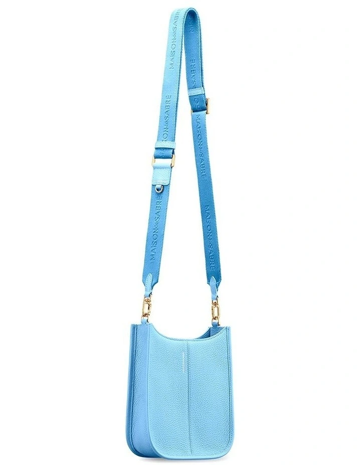 The Mini Leather Saddle Bag in Sky Blue image 6