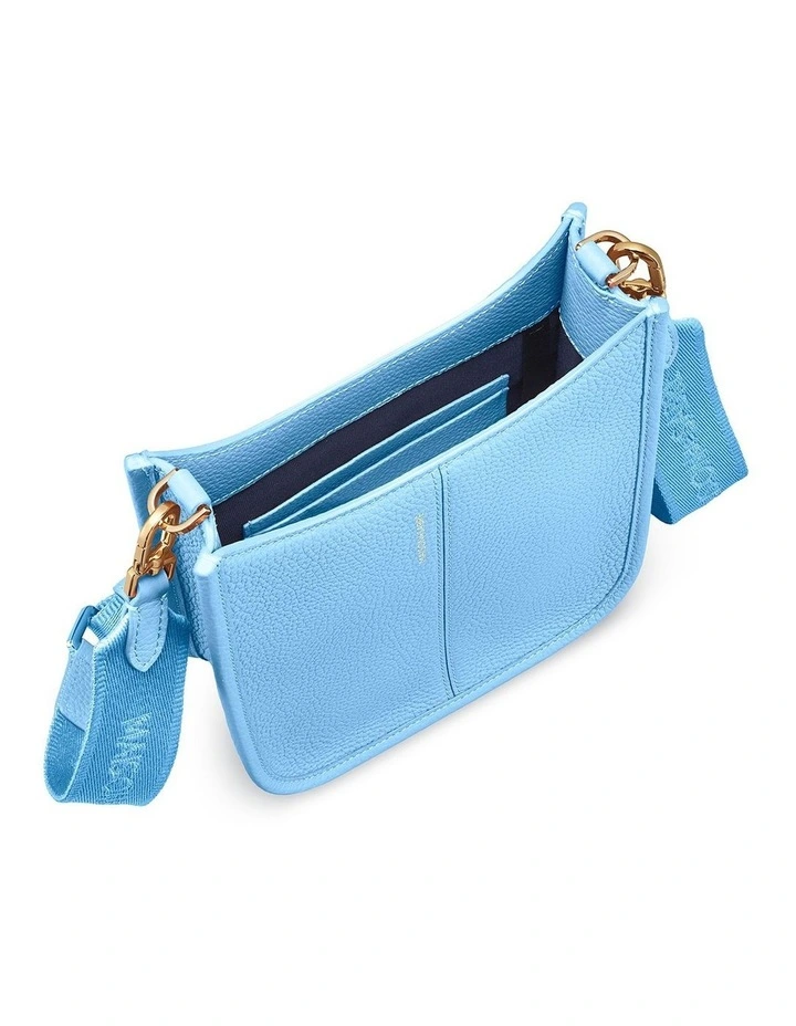 The Mini Leather Saddle Bag in Sky Blue image 7