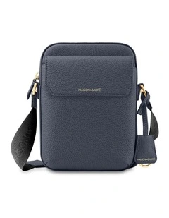 The Small Leather Messenger Bag in Graphite Grey