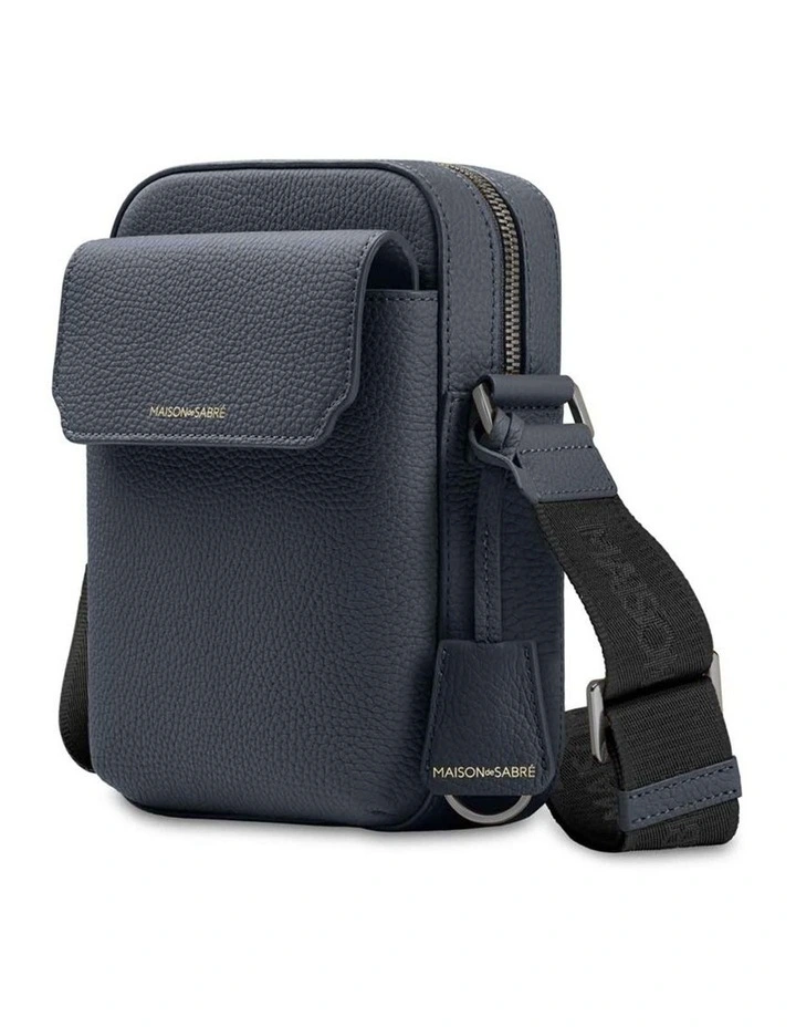 The Small Leather Messenger Bag in Graphite Grey image 4
