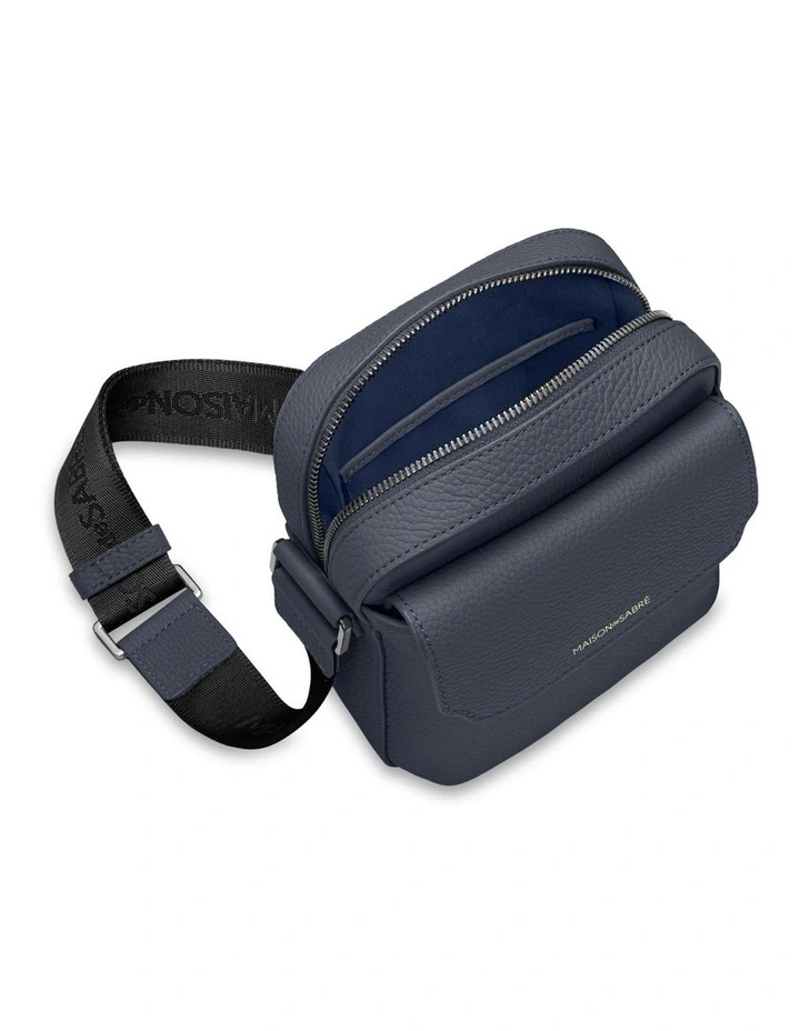 The Small Leather Messenger Bag in Graphite Grey image 7