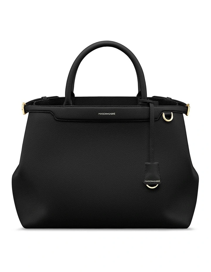 The Large Palais Leather Top Handle Bag in Black Caviar image 1