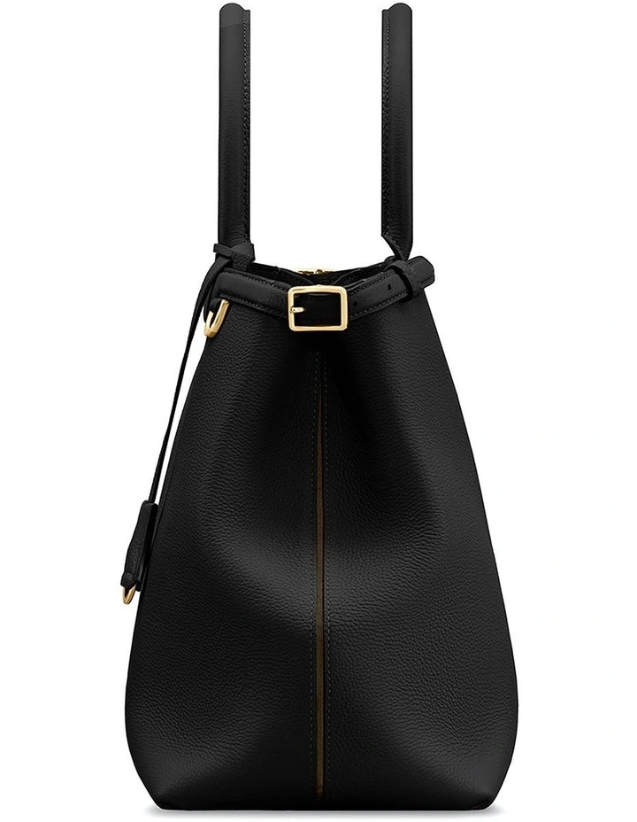 The Large Palais Leather Top Handle Bag in Black Caviar image 5