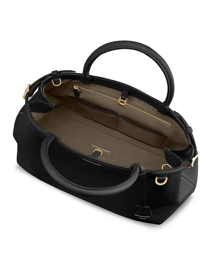 The Large Palais Leather Top Handle Bag in Black Caviar image 6