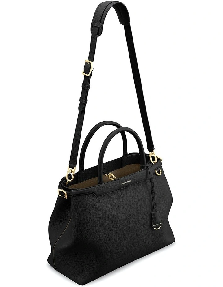 The Large Palais Leather Top Handle Bag in Black Caviar image 7