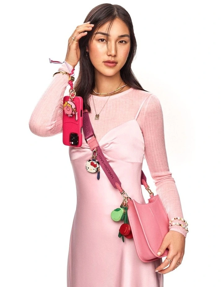 The Mini Leather Saddle Bag in Candy Pink image 2