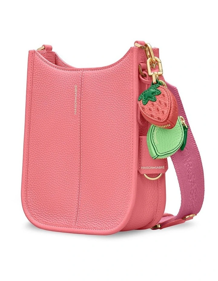 The Mini Leather Saddle Bag in Candy Pink image 3