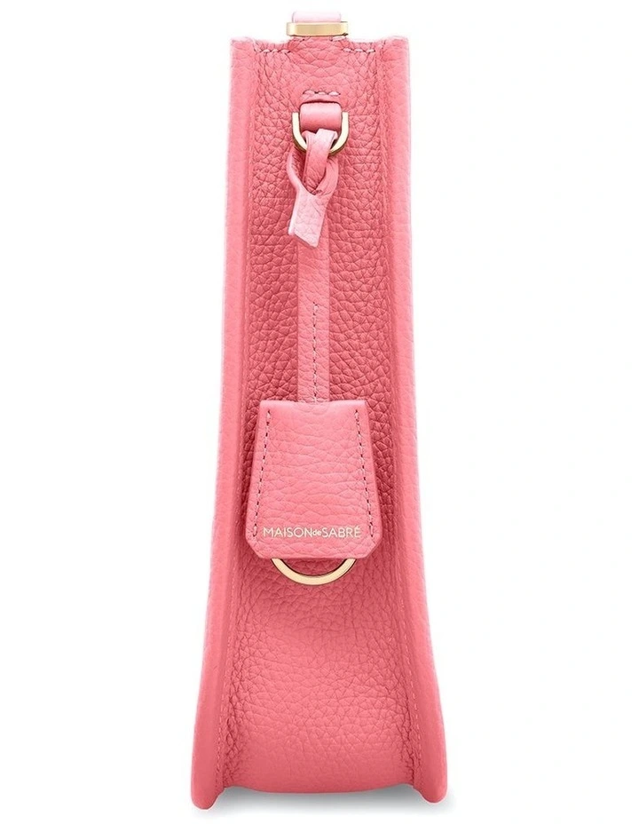 The Mini Leather Saddle Bag in Candy Pink image 4