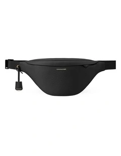 The Large Leather Sling Bag in Black Caviar