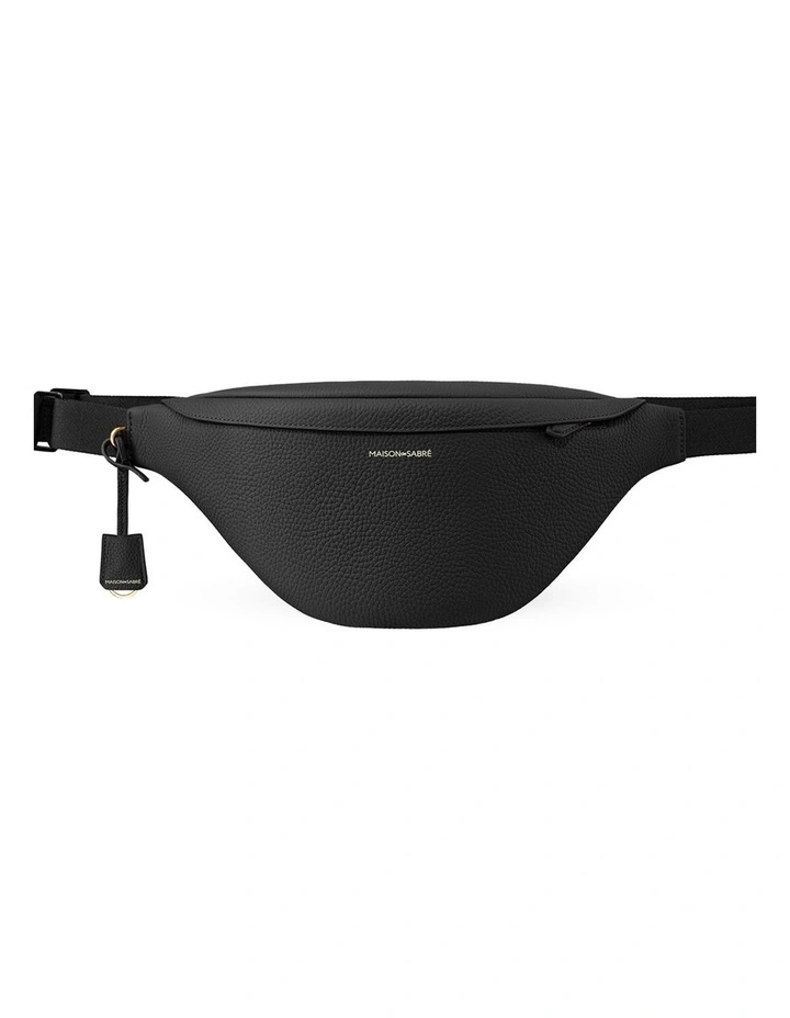 The Large Leather Sling Bag in Black Caviar image 1
