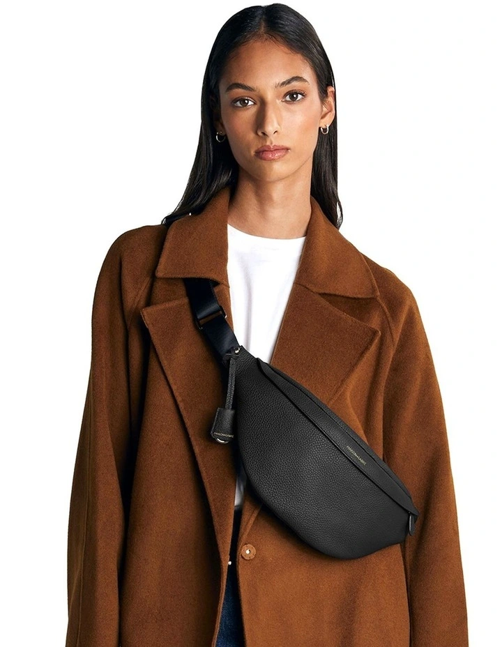 The Large Leather Sling Bag in Black Caviar image 2