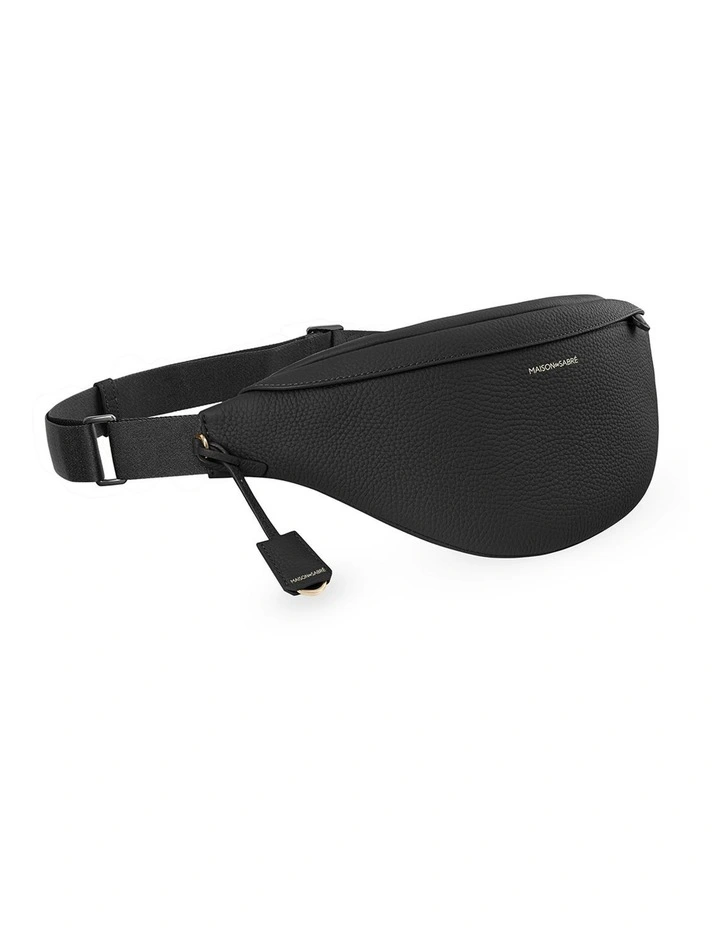The Large Leather Sling Bag in Black Caviar image 6