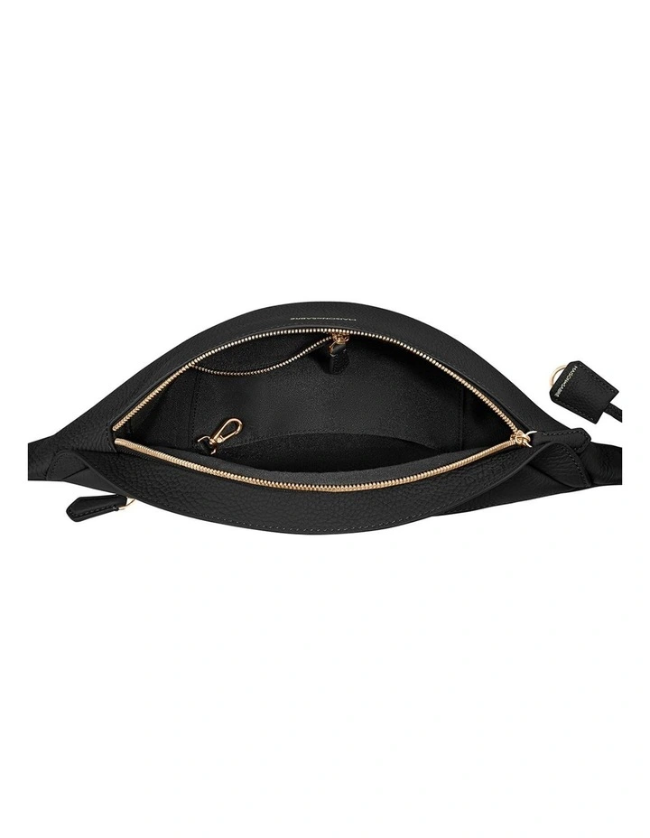 The Large Leather Sling Bag in Black Caviar image 7